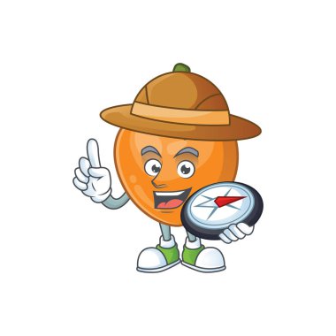 Beyaz arka plan üzerinde Explorer hurma meyve maskotu karikatür