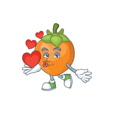 Beyaz arka plan üzerinde kalp hurma meyve maskot karikatür ile