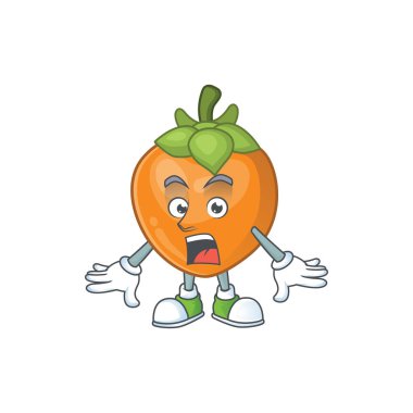 Beyaz arka planda sürpriz hurma meyve maskotu karikatür