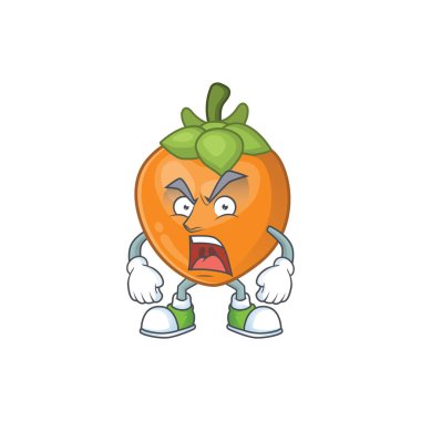 Beyaz arka planda kızgın hurma meyve maskotu karikatür