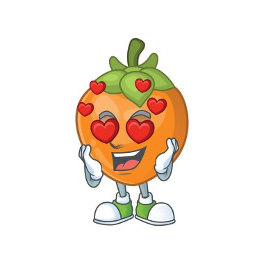 Beyaz arka planda aşık hurma meyve maskot karikatür