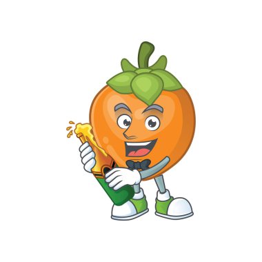 Maskot ile bira sevimli hurma karikatür tarzı ile