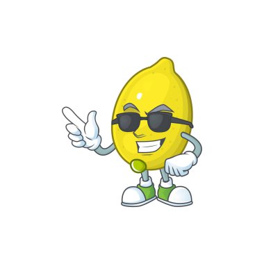Tasarım karikatür maskotu ile süper serin limon karakteri