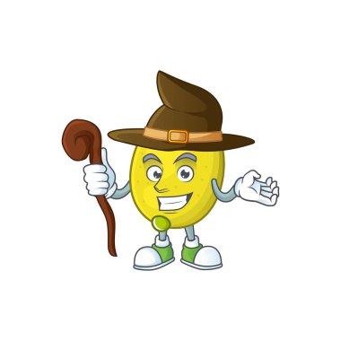 Beyaz arka planda Cadı limon çizgi film karakteri