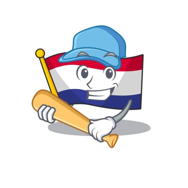 Beyzbol bayrağı hollanda karakter izole oynamak