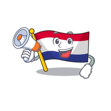 Megafon bayrağı hollanda karakteri izole ile