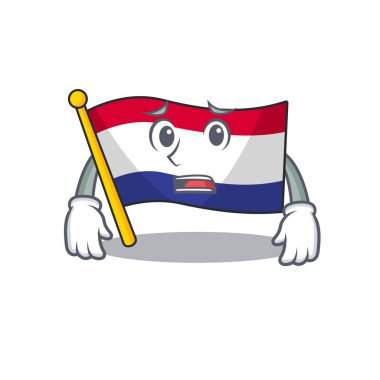 Korkulu bayrak Hollanda karikatür direği üzerinde çırpındı