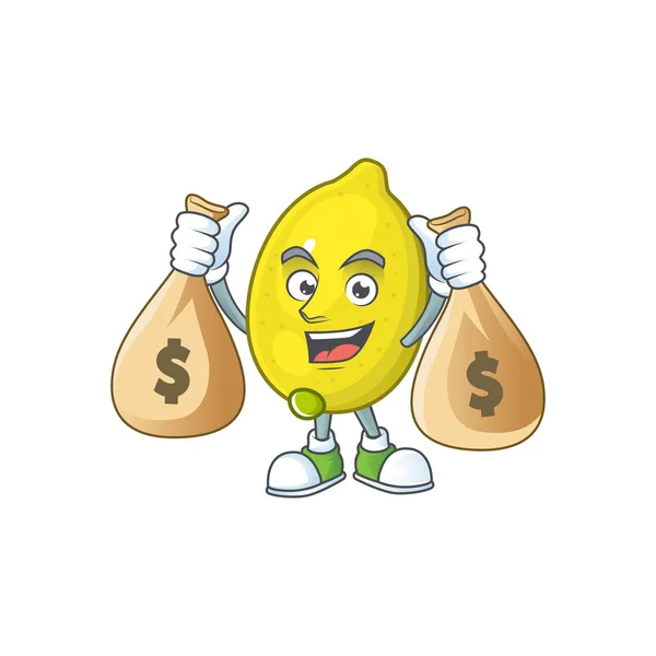 Mit Geldsack Zitrone Cartoon-Figur für Rezept Essen — Stockvektor