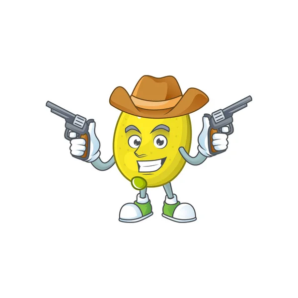 Cowboy personagem de desenho animado limão para comida de receita —  Vetores de Stock