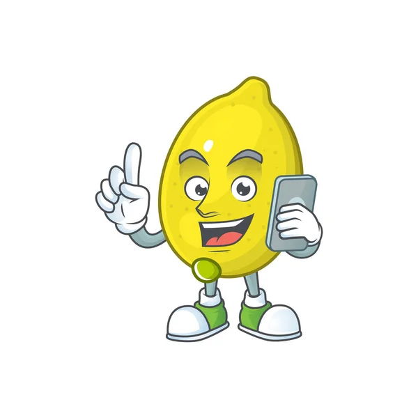 Dengan karakter kartun lemon telepon untuk makanan resep - Stok Vektor