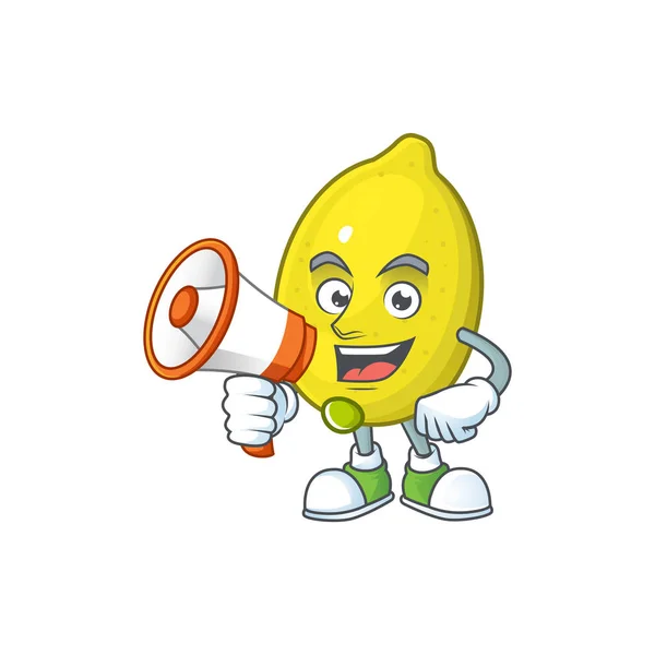 Dengan karakter kartun lemon megafon untuk makanan resep - Stok Vektor