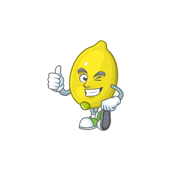 Zvedne se znak citrónu a maskot kresleného filmu — Stockový vektor