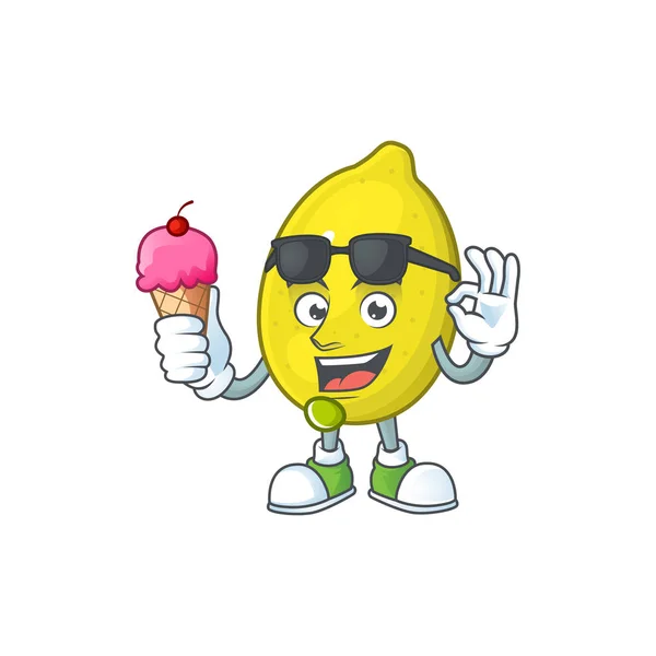 与冰淇淋柠檬字符与设计卡通吉祥物 — 图库矢量图片