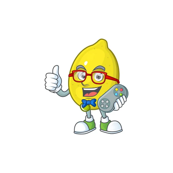 Gamer limón personaje de dibujos animados sobre fondo blanco — Archivo Imágenes Vectoriales