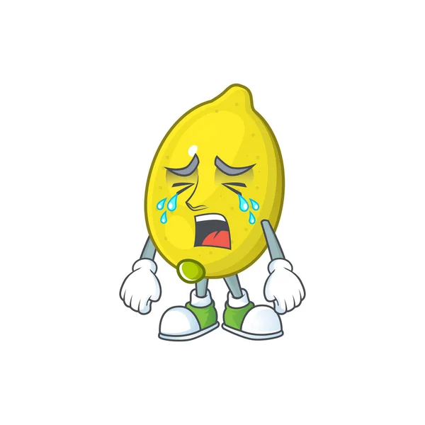 Pleurer personnage de dessin animé citron sur fond blanc — Image vectorielle