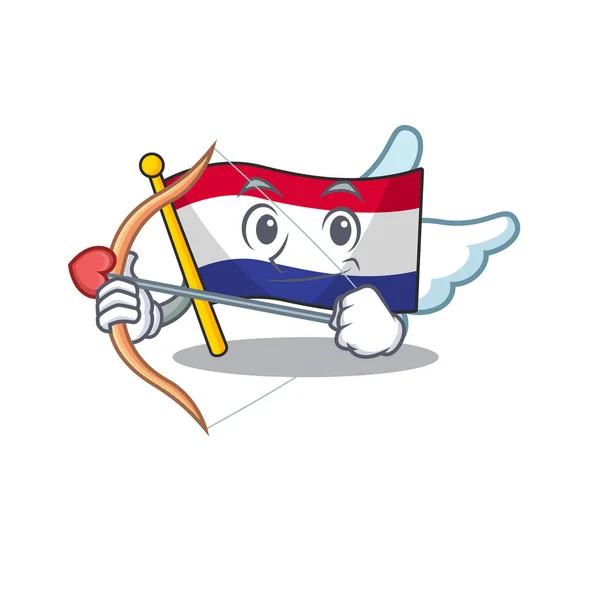 Bandeira Cupido Países Baixos isolado no personagem — Vetor de Stock