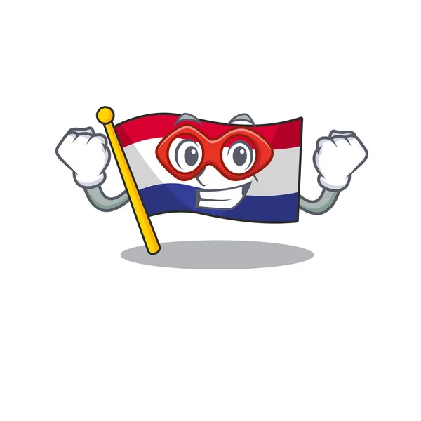 Superhelden-Flagge Niederlande mit Maskottchen-Form — Stockvektor