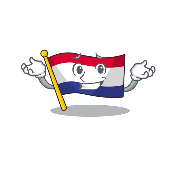 Grinning bandeira holandesas com a forma de mascote — Vetor de Stock
