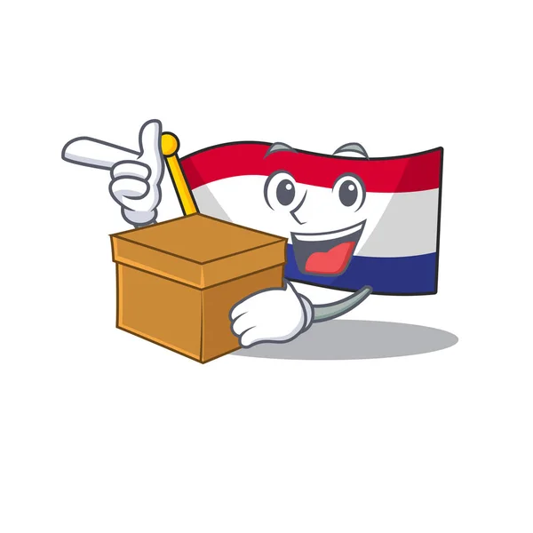 Com caixa bandeira holandesas com a forma de mascote — Vetor de Stock