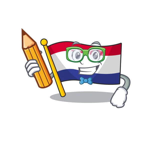 Estudante bandeira holandesas com a forma de mascote — Vetor de Stock