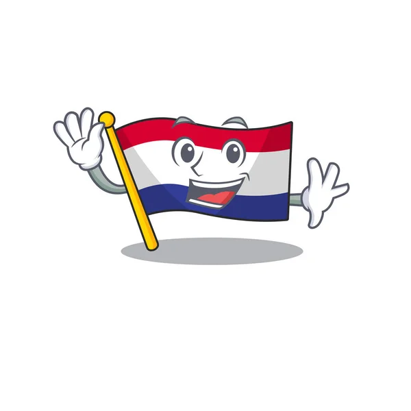 Maskot şekli ile bayrak hollanda sallayarak — Stok Vektör