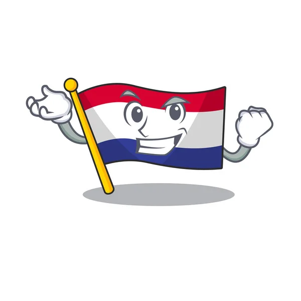 Sukses bendera netherlands dengan bentuk maskot - Stok Vektor