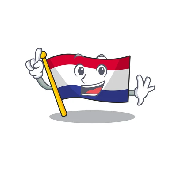 Ahşap karikatür masanın üzerinde parmak hollanda bayrağı — Stok Vektör