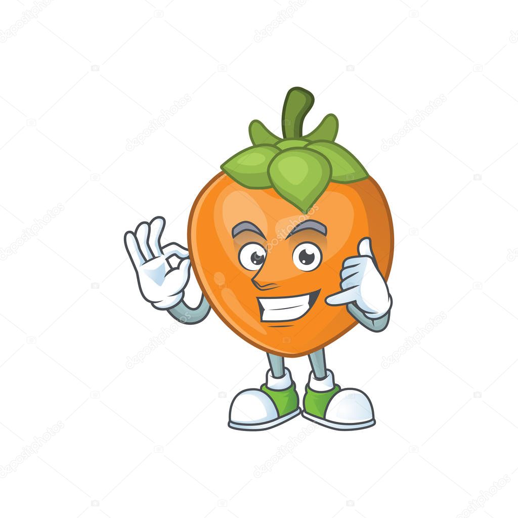 Call me cute persimmon cartoon style with mascot