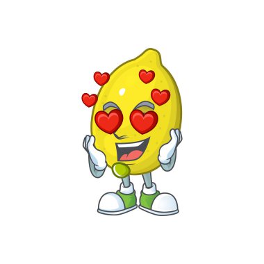 Beyaz arka planda aşk limon çizgi film karakteri