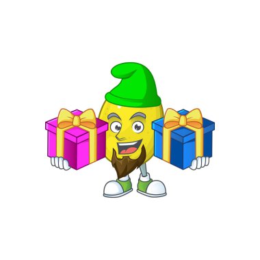 Maskot ile iki hediye sulu limon çizgi film karakteri getir