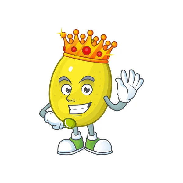 Βασιλιάς ζουμερό λεμόνι καρτούν χαρακτήρα με μασκότ — Διανυσματικό Αρχείο