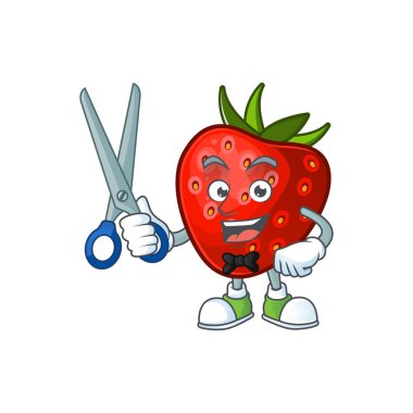 Tasarım karakter maskotu için berber kırmızı çilek