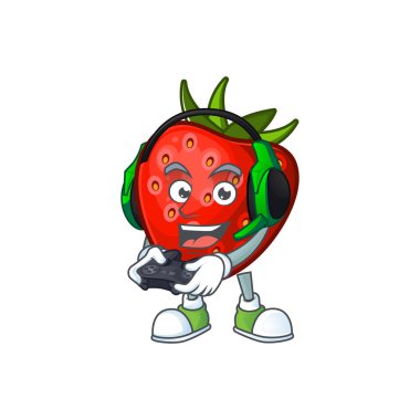 Tasarım karakter maskotu için oyun kırmızı çilek