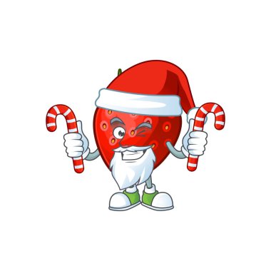 Tatlı için şeker tatlı çilek çizgi film karakteri ile Santa