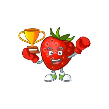 Tatlı için boks kazanan tatlı çilek çizgi film karakteri