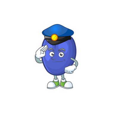 Beyaz arka planda polis meyve erik karikatür.