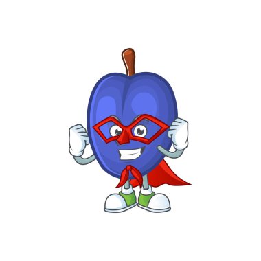 Tarım tasarımı için Süper kahraman tatlı erik karakter