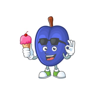 Tarım tasarımı için dondurma tatlı erik karakteri ile