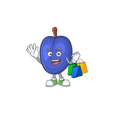 Tarım tasarımı için alışveriş tatlı erik karakteri