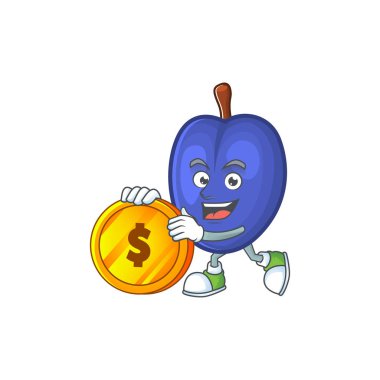 Beyaz arka planda sikke meyve erik karakter getirin