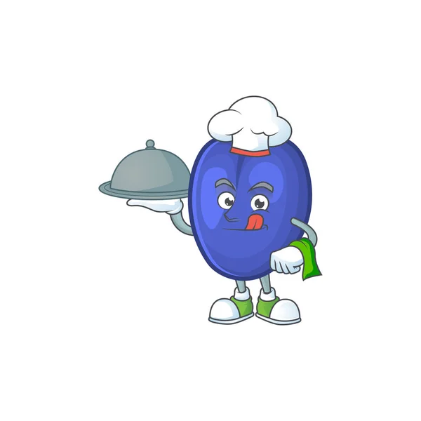 Chef com comida poda fresca de mascote de caráter em um desenho animado . — Vetor de Stock