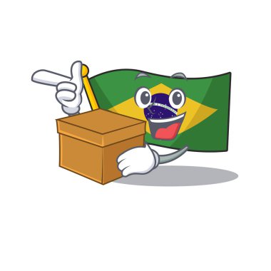 Karikatür ile izole kutu bayrağı brezilya ile