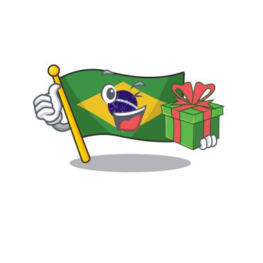 Hediye brezilya bayrağı karakter direğine kaldırdı ile