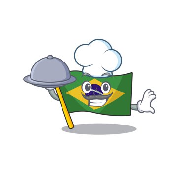 Yemek brezilya bayrağı ile Şef karakter direğine kaldırdı