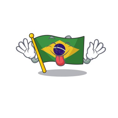 Dil dışarı brezilya bayrağı maskot çekmecesinde tutulan