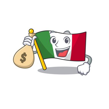 Karakter şekli ile para çantası bayrağı İtalya ile