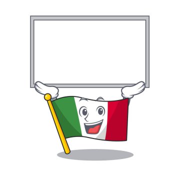 Karakter şekli ile yukarı tahta bayrağı İtalya