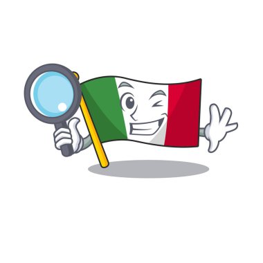 Karikatür masalarında dedektif İtalya bayrakları yerleştirilir