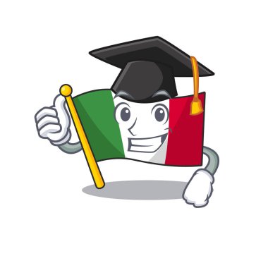 Mezuniyet İtalya bayrakları karikatür masalara yerleştirilir