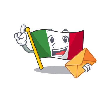 Karikatür masalarında yer alan zarf İtalya bayrakları ile